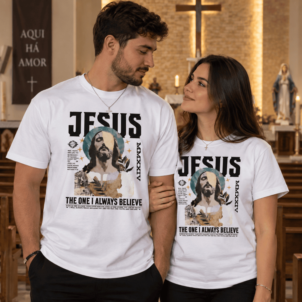 Camiseta JESUS Cristão Religiosa Gospel Católica 100% Algodão Premium Oversized Streetwear Camisa Tshirt Masculina