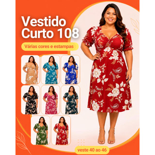 Vestido Curto Estampado 108 com Mangas Bufantes