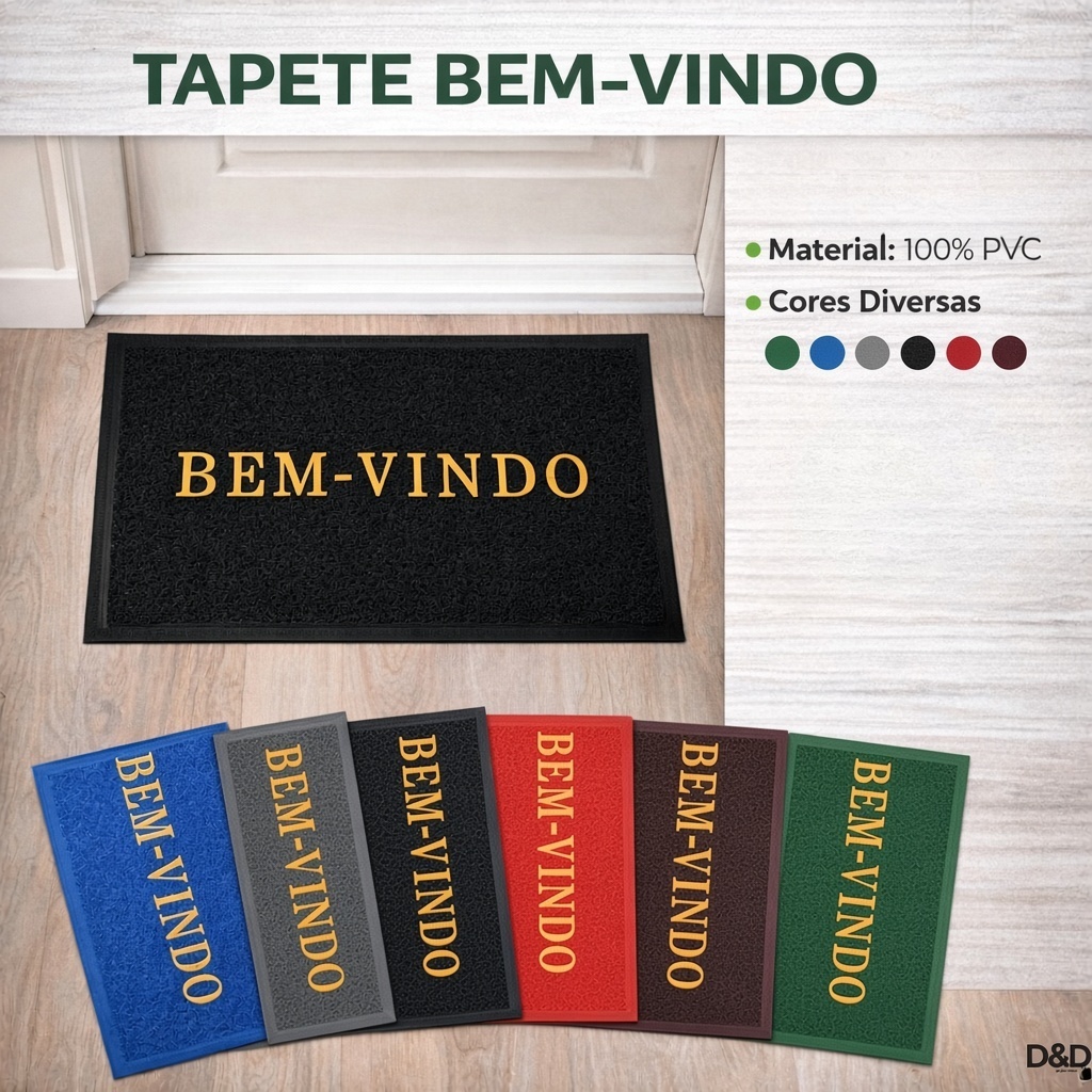 Capacho de Entrada PVC 55x35cm com Base Antiderrapante para Mais Segurança