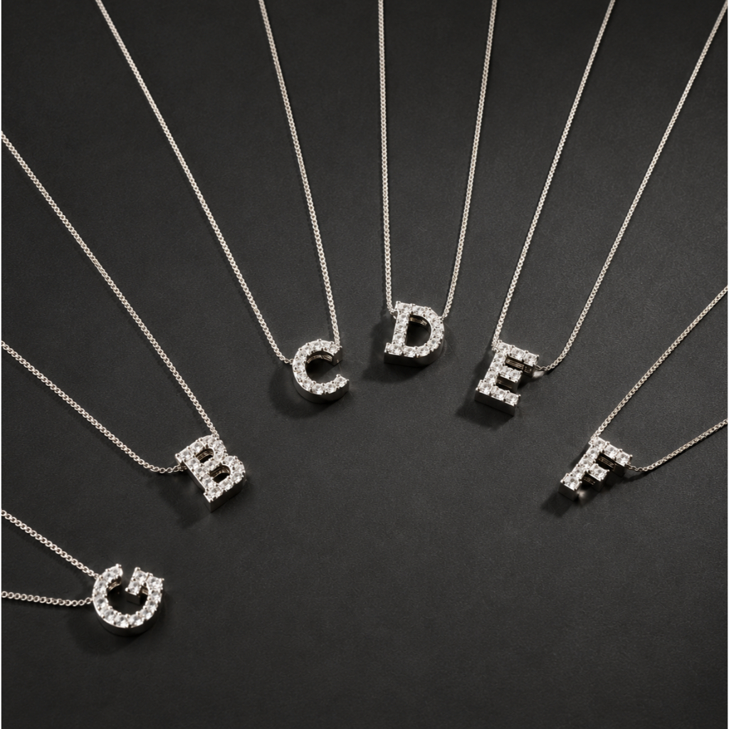 Colar inicial 3D zirconia prata 925