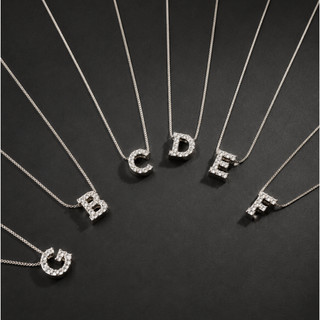Colar inicial 3D zirconia prata 925