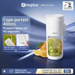Simplus Liquidificador Portátil 400ml 12 Lâminas Sem Fio USB Recarregável Copo Direto Multifuncional ZZJH008