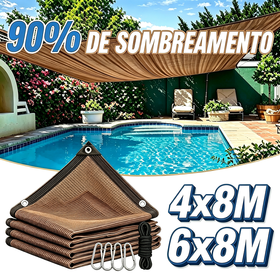 Tela Sombrite 90% 6x8m 4x8m Toldo Garagem Piscina Sombreamento Eficiente Proteção Térmica