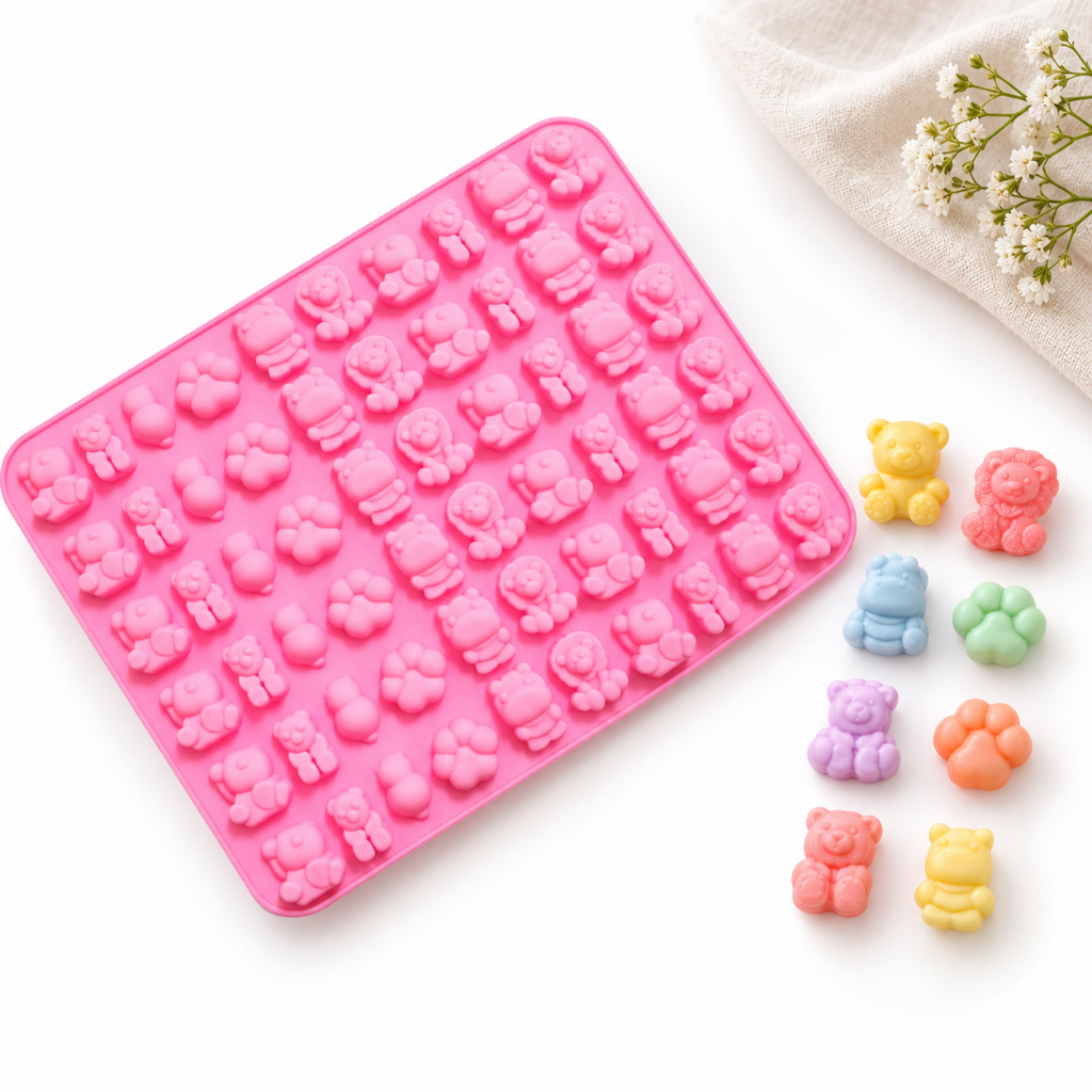 Molde de Silicone Multiuso para Balas, Doces ou Gelo – Estampas de Animais