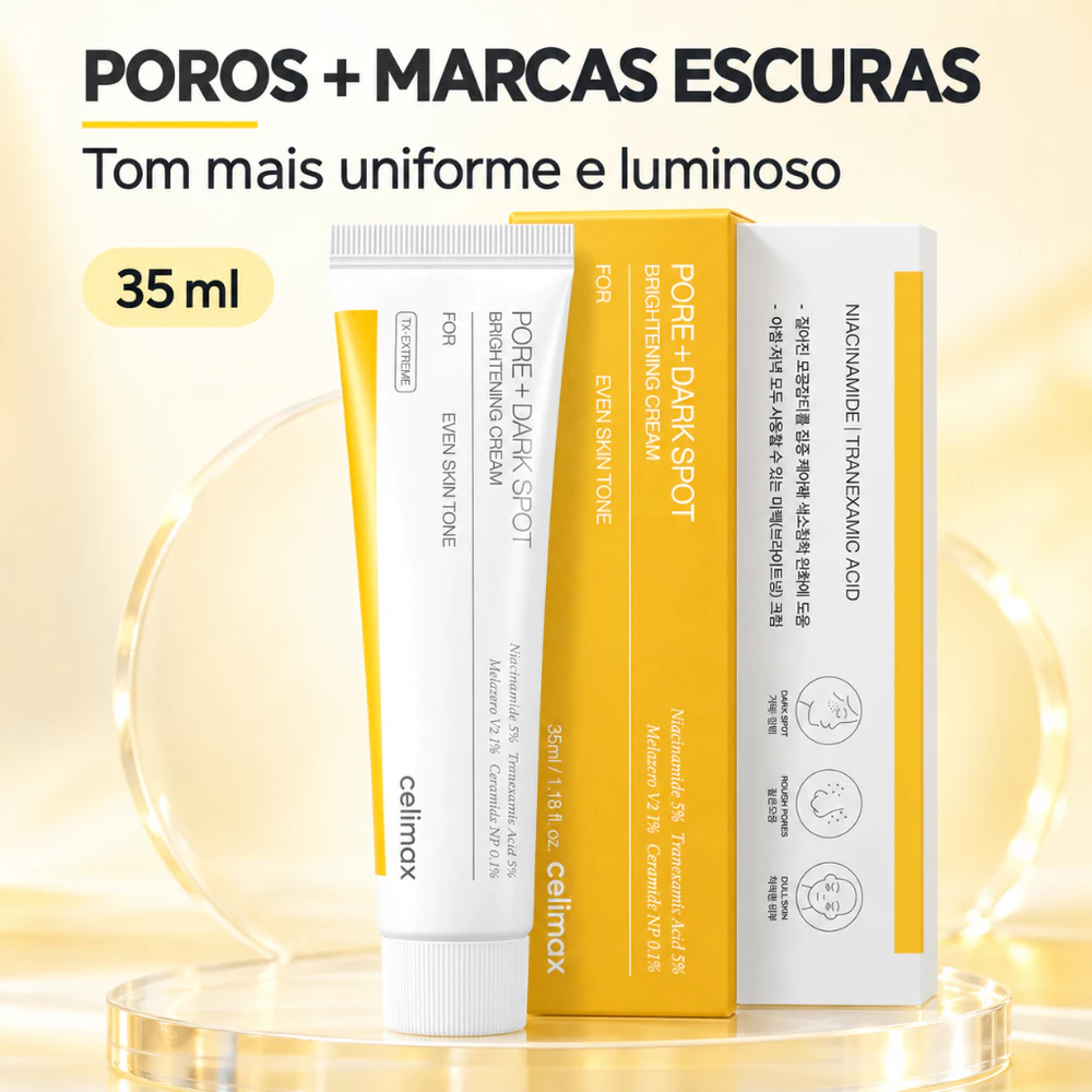 celimax Pore+Dark Spot Brightening Cream 35ml com Niacinamida 5% e Ácido Tranexâmico 5%