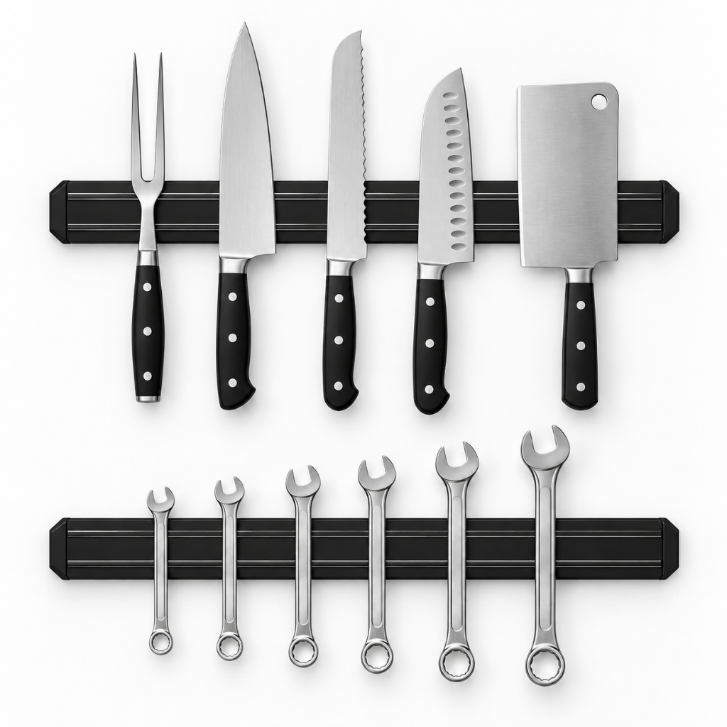 Barra Magnética para Facas Preto com Ímã Forte Barra Organizador de Facas para Cozinha Bons Chefs