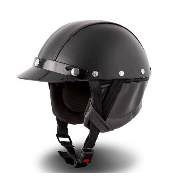 Capacete Couro Coquinho Pro Tork Custom Bike Moto Cor Preto Capacete Couro Coquinho Pro Tork Custom Bike Moto Cor Preto