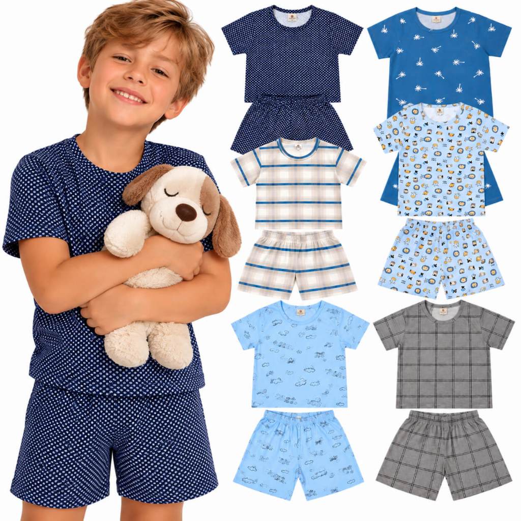 Kit Pijama Infantil Menino 4 Ao 14 Anos | Pijama Menino Verão  | Pijama infantil Masculino confortável