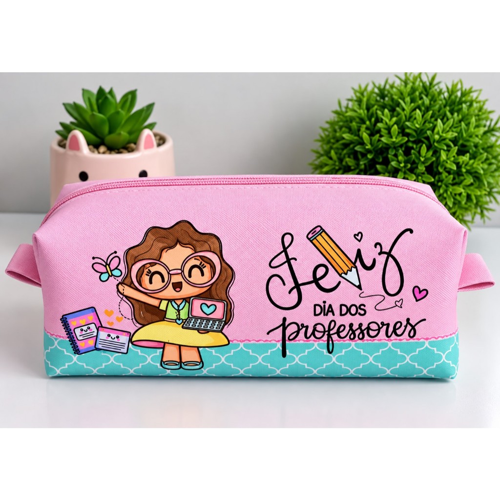 Necessaire Dia dos Professores | Presente para Professora | Lembrancinha Escolar | Estojo Box 16cm