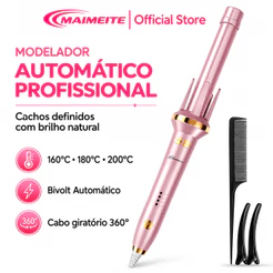 MAIMEITE Modelador Automático 25mm - Bivolt 110-220V - Rotação 360° - 30s - 160-200°C - Cerâmica + Íons