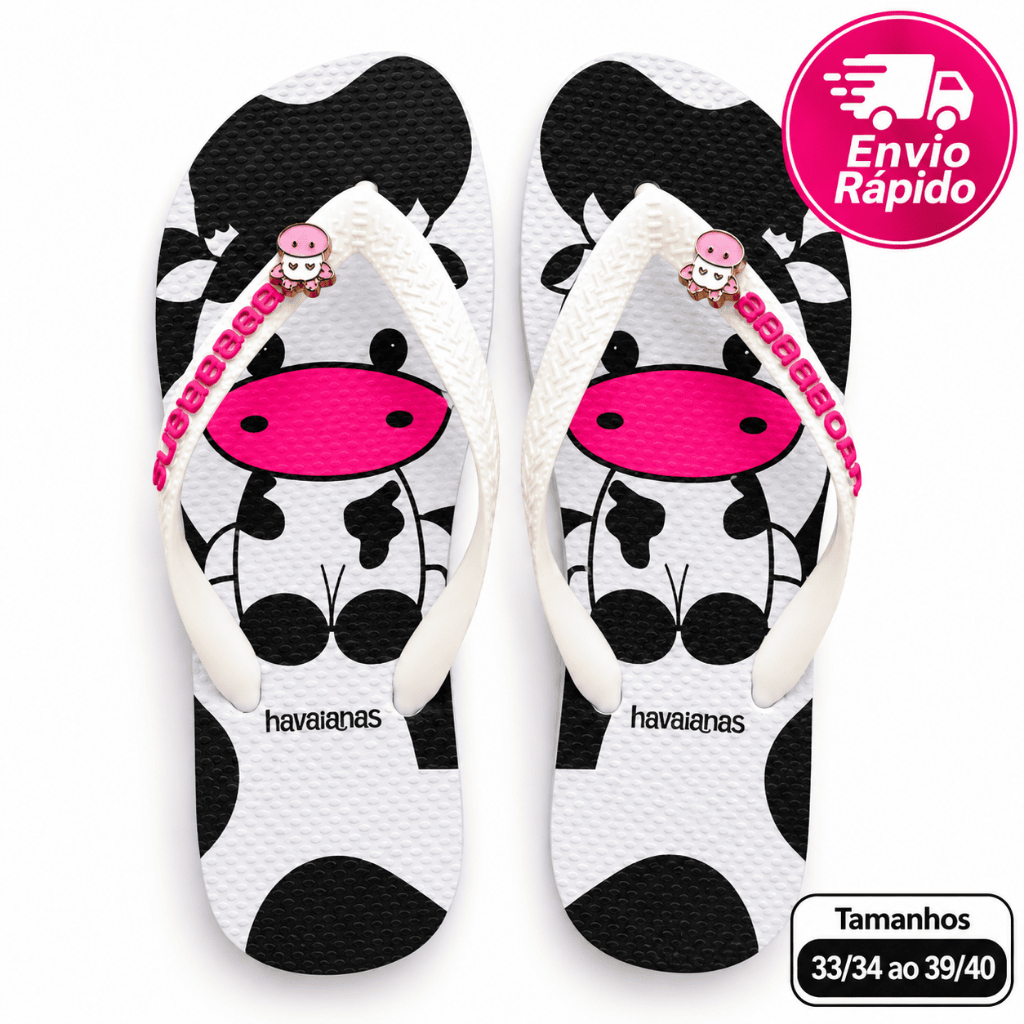 Chinelo Feminino Confortável de Borracha Macio Antiderrapante Resistente Estampado Leve 33/34 a 39/40