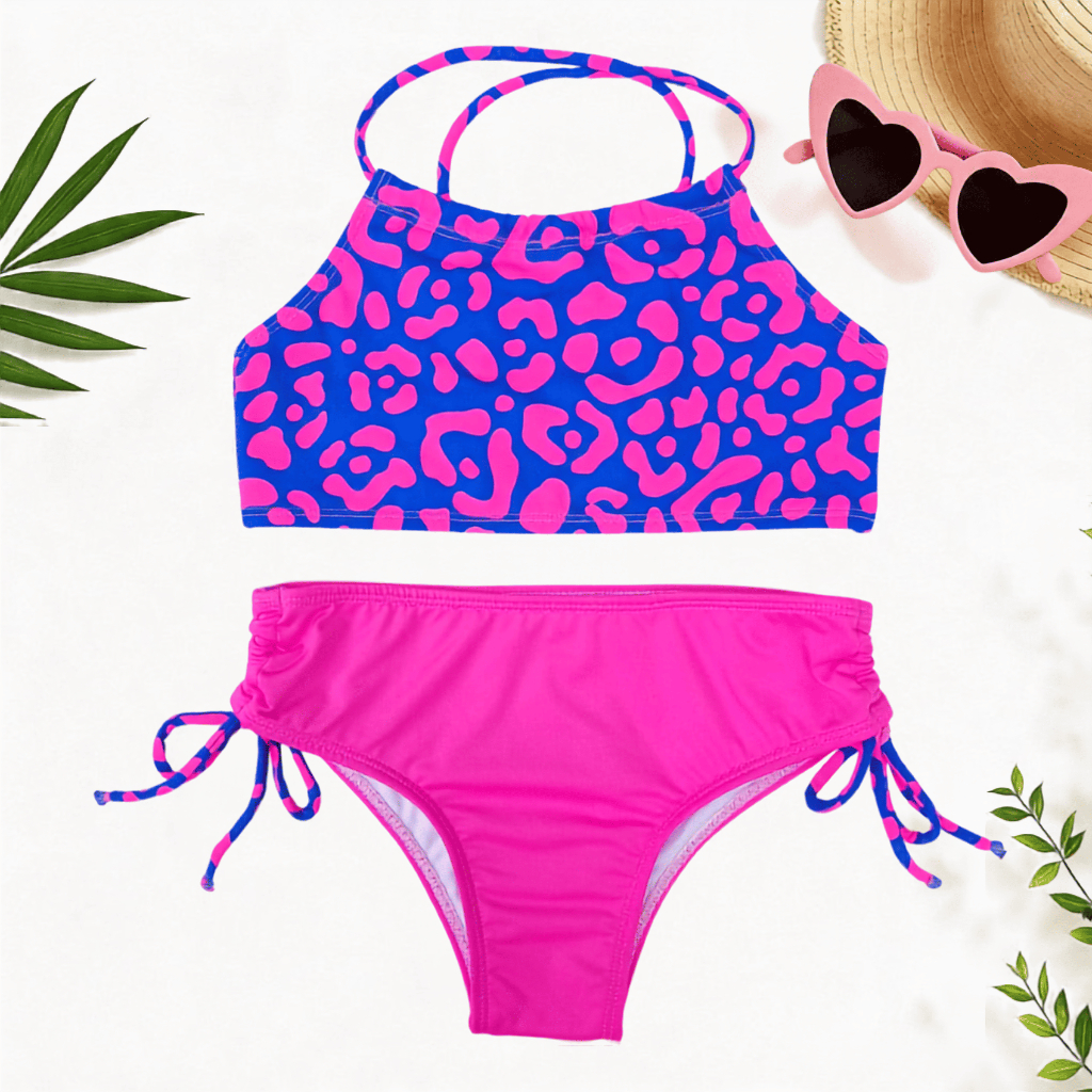 Biquíni Infantil Menina Top Trançado Calcinha Cordinha na Lateral Conjunto Proteção UV Moda Praia