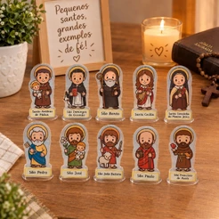 Kit 10 Mini Totens de Santos Católicos em MDF - Estilo Cute