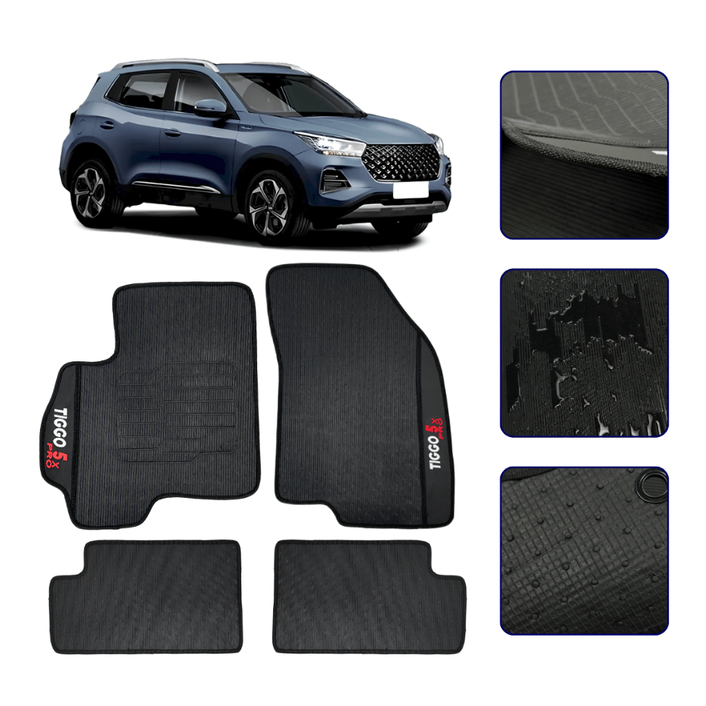 Jogo de Tapete Emborrachado para Tiggo 5x Pro Todos os Anos Kit Automotivo Premium