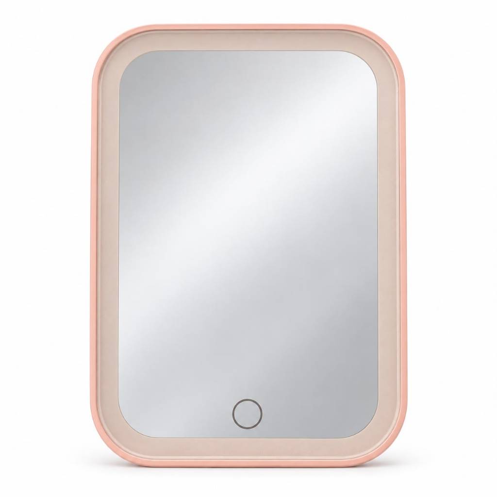 Espelho de Mesa LED 17,5x11,5cm com 3 Luzes Ajustáveis USB Botão Touch TG
