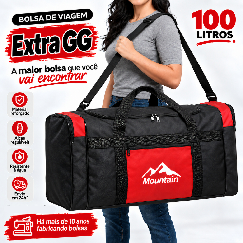 Bolsa Mala de Viagem EGG 100 Litros Vermelho Transversal Pronta Entrega Oferta Promoção Economico Resistente Sacola 23kg