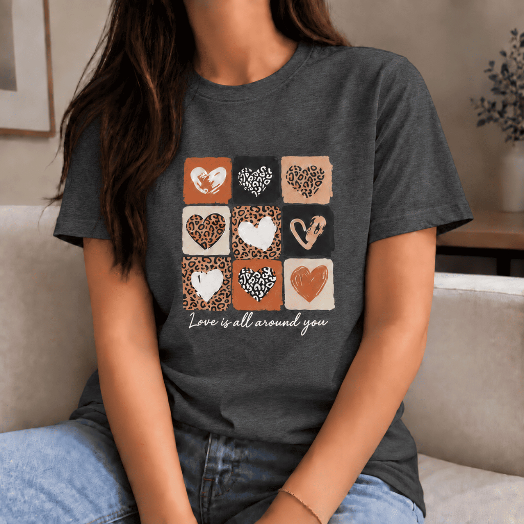 Camiseta Feminina T-Shirt 100% Algodão Love Blusa Básica Confortável Estampada Tendência Lançamento