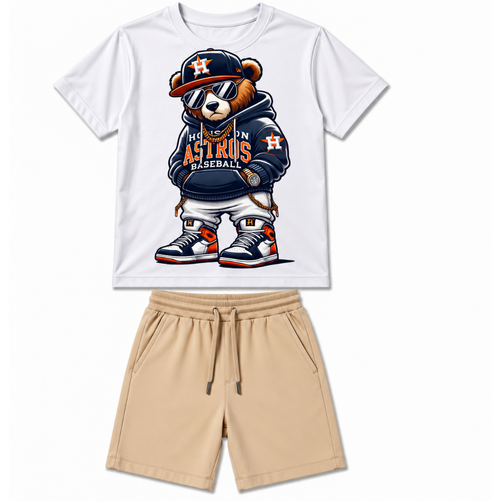 Conjunto Infantil Menino Camiseta Algodão Bermuda Moletinho Roupa Infantil Masculina Casual Verão