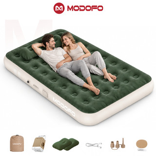 Colchão Inflável Queen Verde Com Bomba Elétrica Recarregável MODOFO Cama Inflável Para Casa Camping