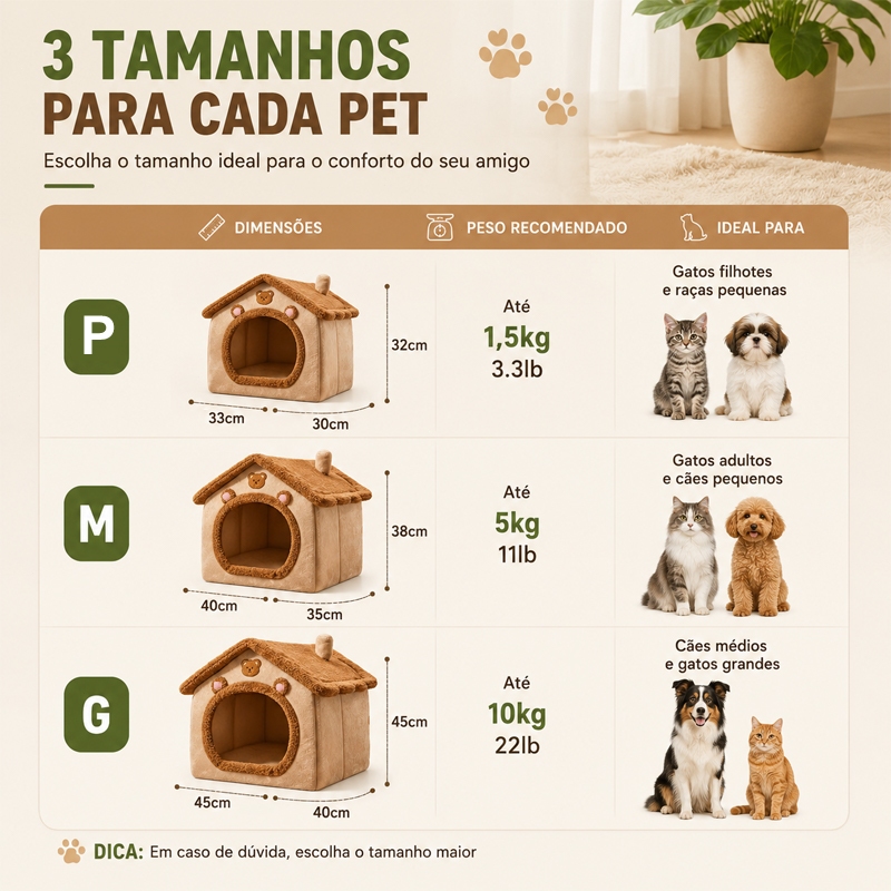 Casinha para Gato Cama Toca de Pelúcia Macia Desmontável e Lavável com Almofada Tamanhos P M G — imagem 2 de 2