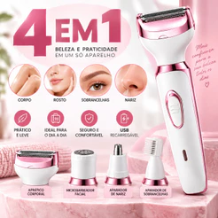 Depilador Elétrico Feminino 4 em 1 para Corpo Axilas e Pelos do Nariz Recarregável Barbeador Aparador de Pelos