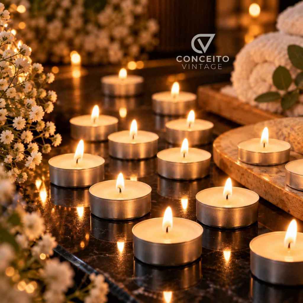 Velas Rechaud Decorativas com Suporte Alumínio para Decoração Românticas — imagem 2 de 2