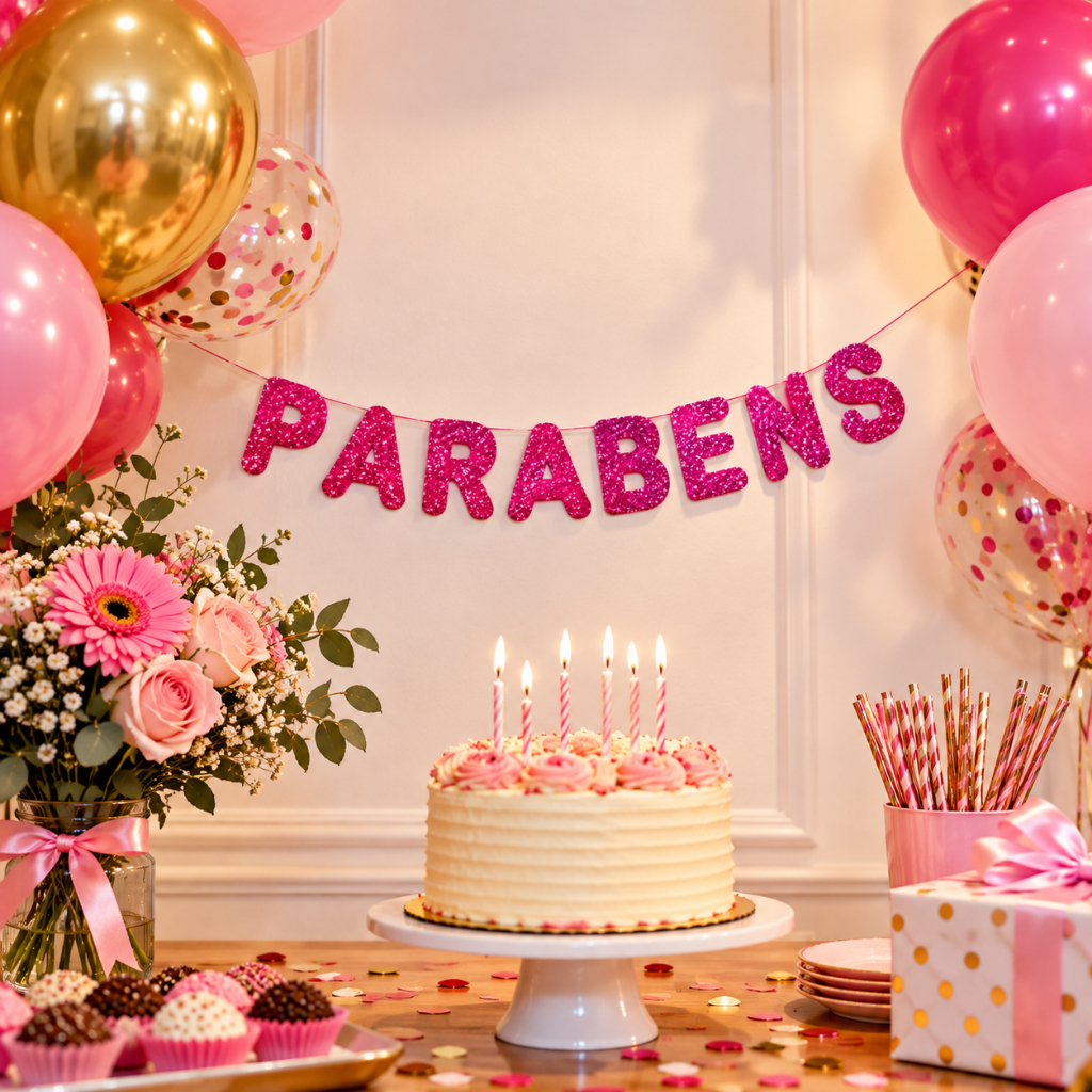 Letras De Eva Glitter Parabéns 8 Letras 11x9cm Faixa De Festa Aniversário Decoração Comemoração