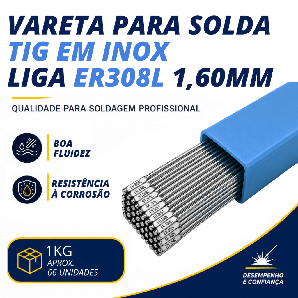 1kg Vareta Tig Inox 308 1,60mm - Soldaforte