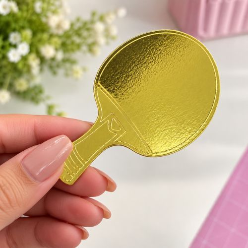 Aplique Personalizado Raquete Dourado em Lamicote | Esportes l Kit Apliques para Festa, Lembrancinha e Personalizados