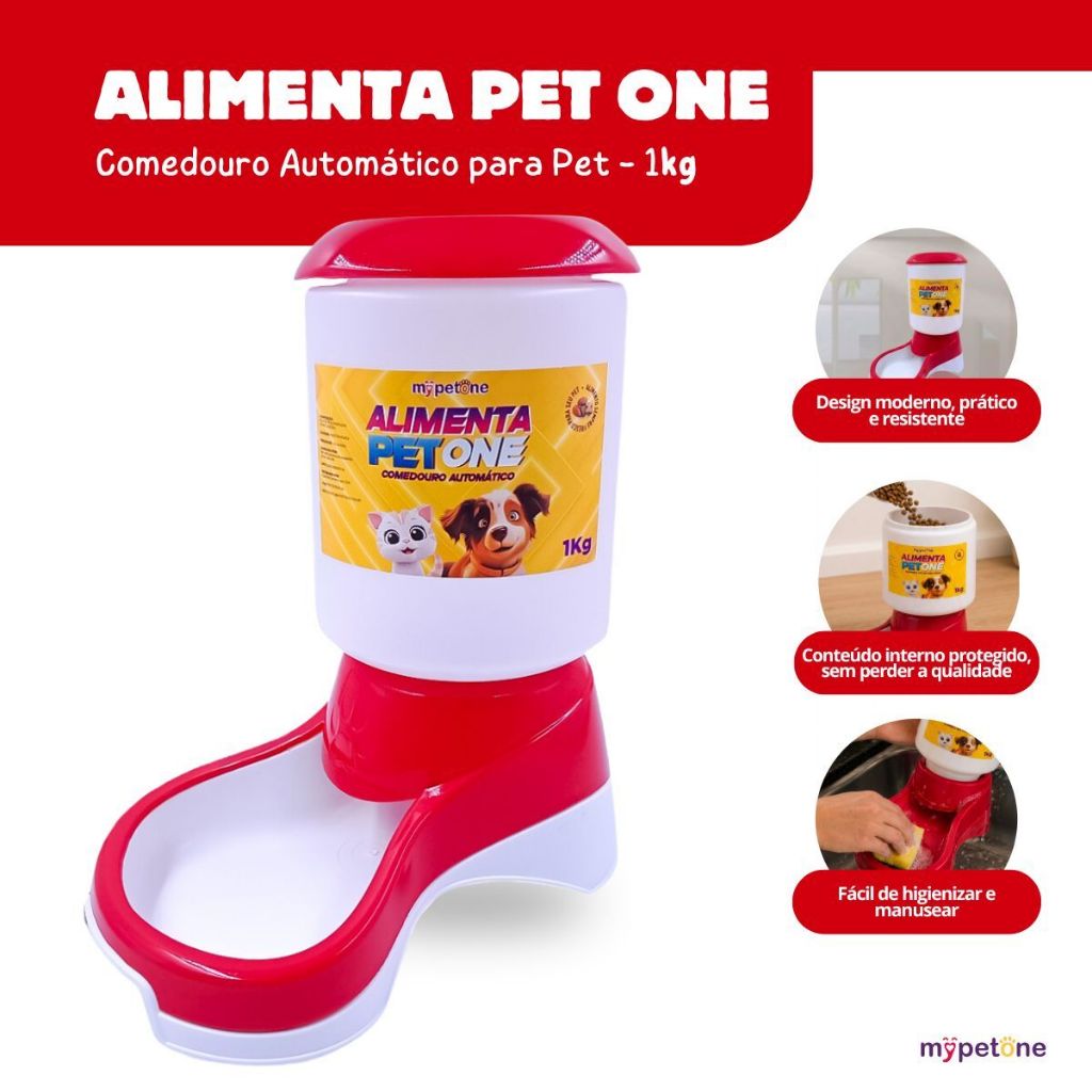 Comedouro Automático Alimenta Pet One - Vermelho