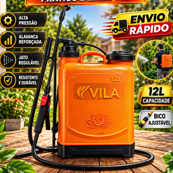 Vila Costal 12L Pulverizador Costal Manual Alta Pressão Jato Regulável Bico Ajustável Jardinagem Agrícola