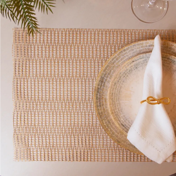 Lugar Americano Wolff de PVC Dourado Mescla 45cm x 30cm Mesa Decoração Requintado Sofisticado Impermeável Antiderrapante