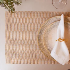 Lugar Americano Wolff de PVC Dourado Mescla 45cm x 30cm Mesa Decoração Requintado Sofisticado Impermeável Antiderrapante