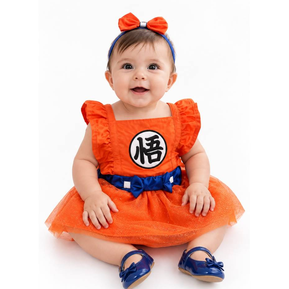 FANTASIA DRAGON BALL GOKU MENINA ROMPER DE BEBÊ FANTASIA MESVERSÁRIO GOKU, FESTA, BODY TEMÁTICO
