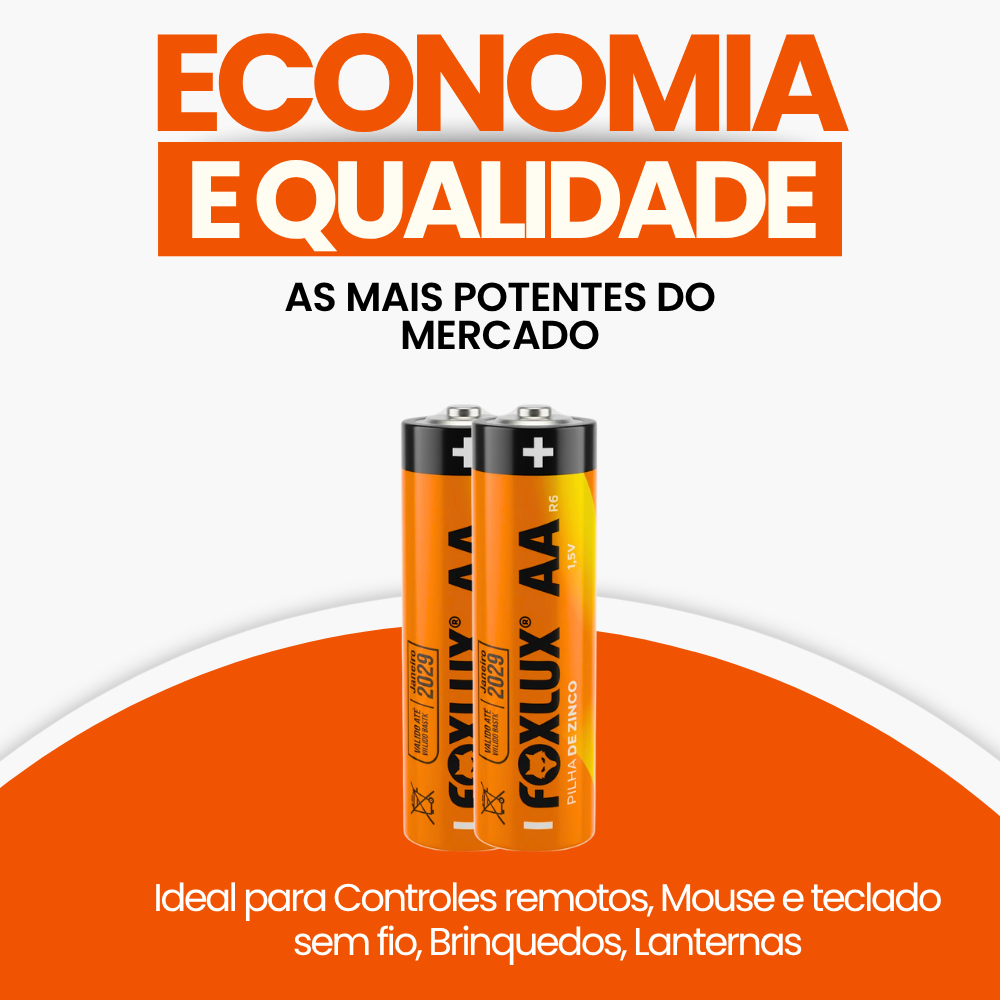 Pilha Alcalina AA Pequena Foxlux 1,5V LR6 Kit com 2 · foto 2