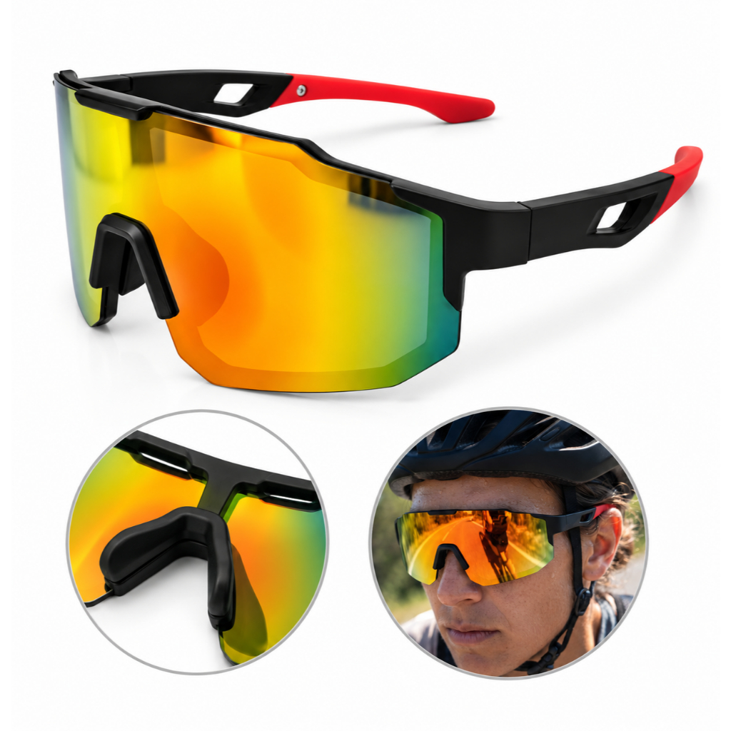 Óculos Esportivo UV400 Ciclismo Corrida Bike Unissex Leve Lente Ampla