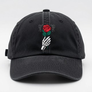 Boné Rosa Caveira Mão de Esqueleto Aba Curva Estampado | Branco Bege Marrom Preto Vermelho | Dad Hat