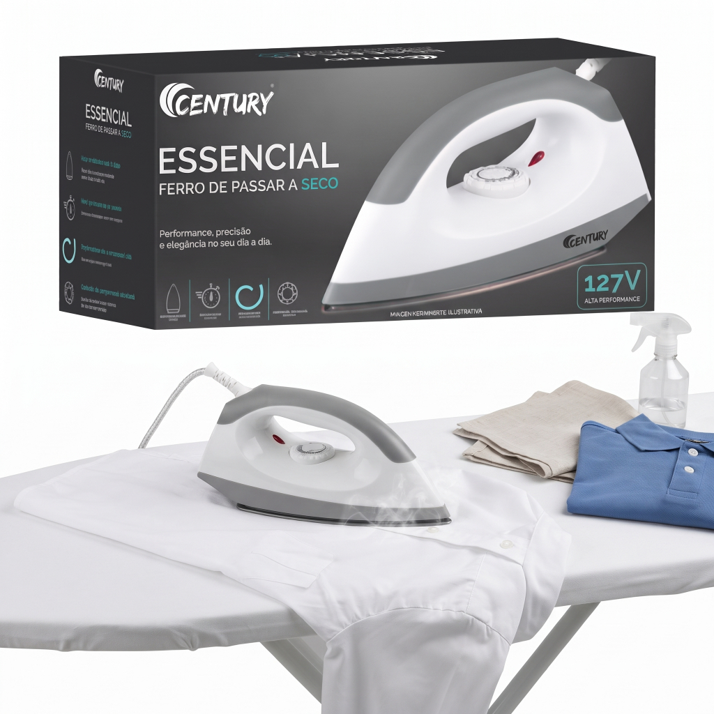 Ferro De Passar A Seco Century Essencial 127V/220V Controle De Temperatura