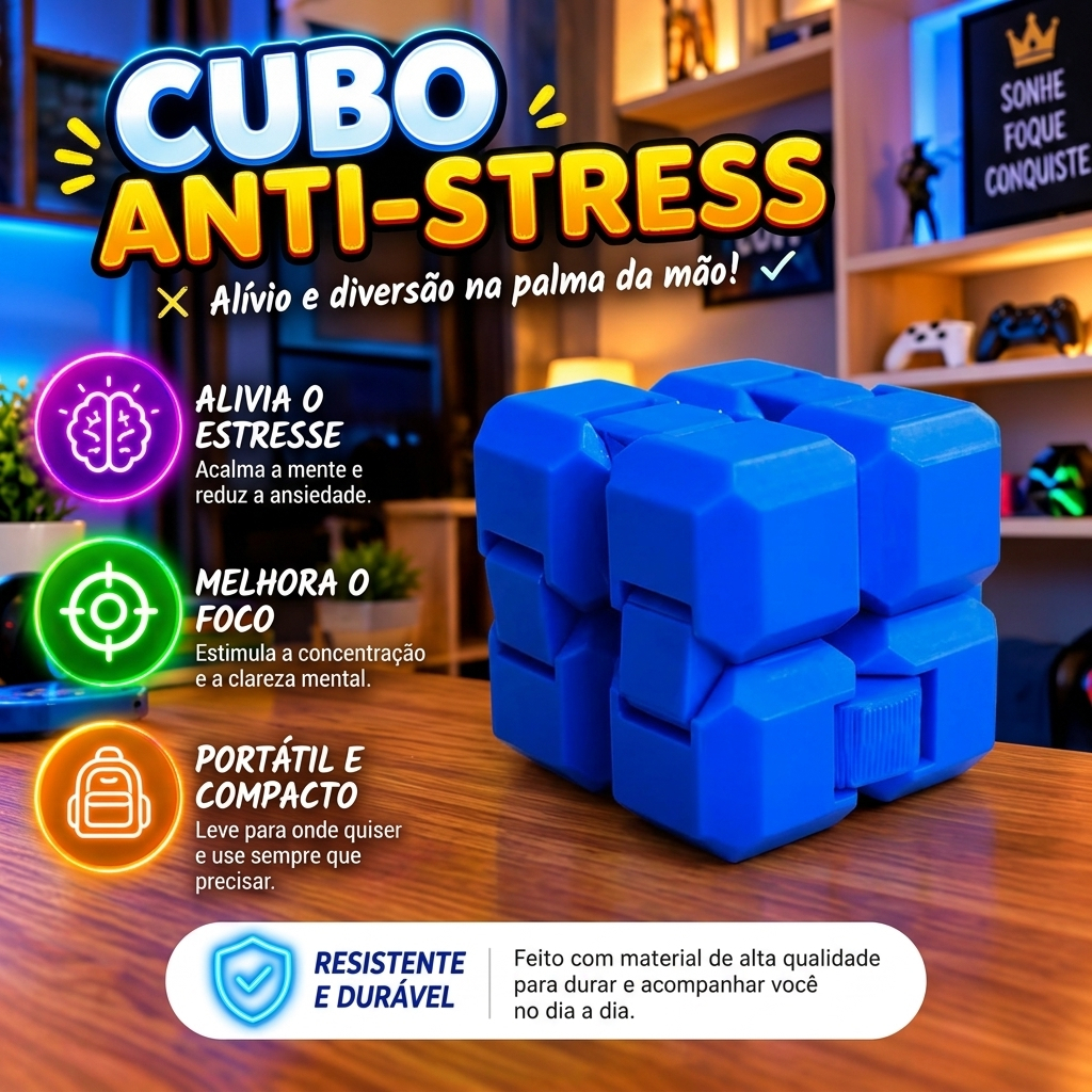 Cubo Infinito | Brinquedo Sensorial | Autismo | Ansiedade | Foco | Recurso Terapêutico | TDAH