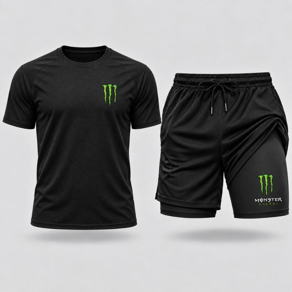 Kit Camisa Dry Fit e Short De Compressão Duplo Dry Fit Premium Conjunto Academia Fitnees Cueca Esporte — imagem 1