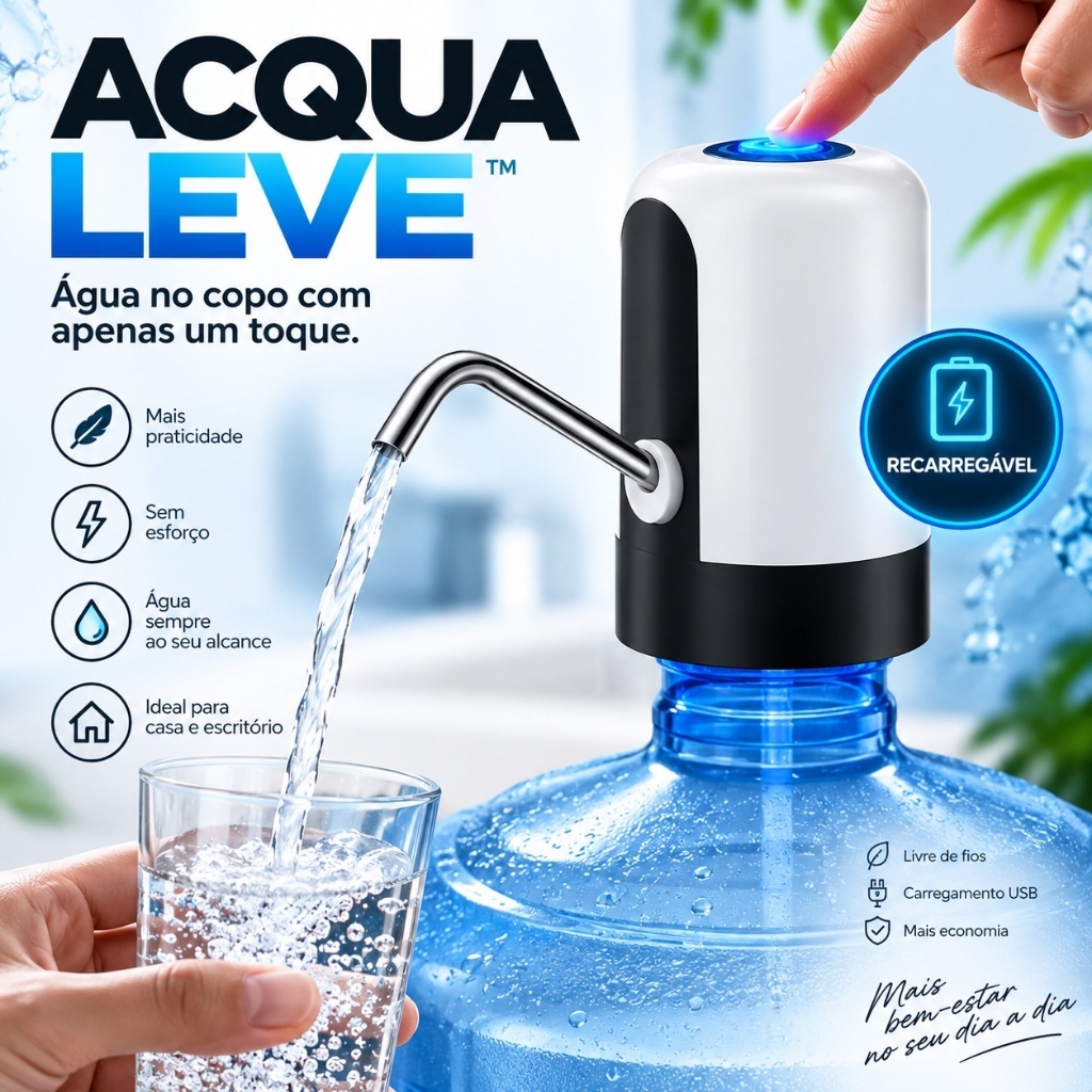 Acqua Leve™ Bomba Elétrica Recarregável para Galão