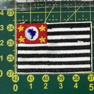 Patch Bandeira do Estado de São Paulo 3x5cm Bordado com Termocolante - SP Capital Estado União