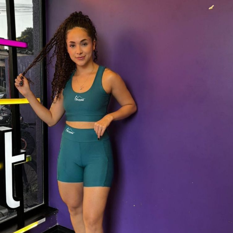 Conjunto de Academia Feminino Fitness/Corrida Short/C Bolso Top Com Recorte Zero Transparencia C Cintura Alta