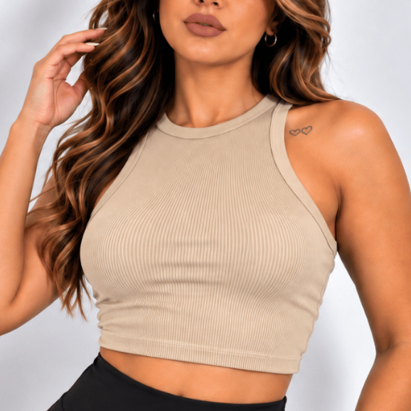 Regata Cropped Feminina Canelada Blusinha Justinha Tamanho Único Básica Confortável Casual Moda Fitness