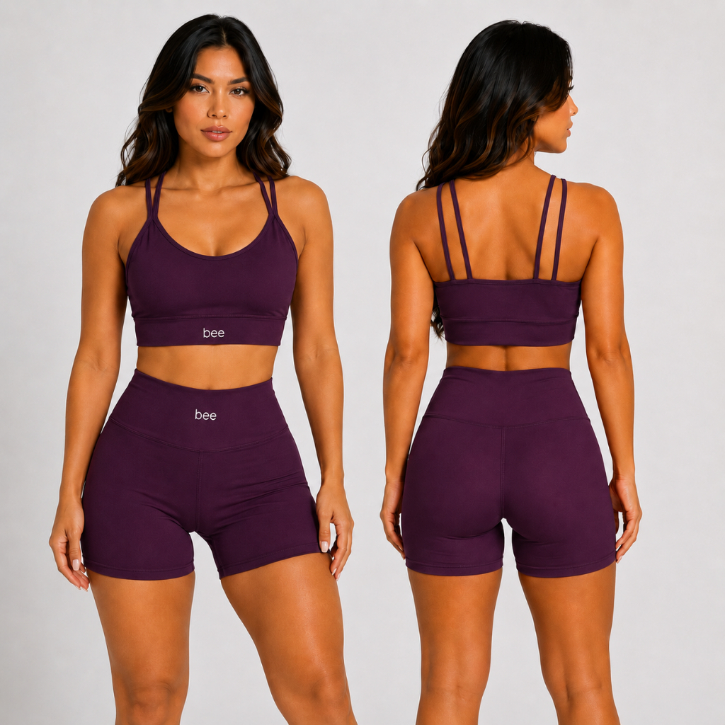 Conjunto Fitness Feminino Academia Top e Short Cós Alto Sem Transparência Roupa de Treino Feminina