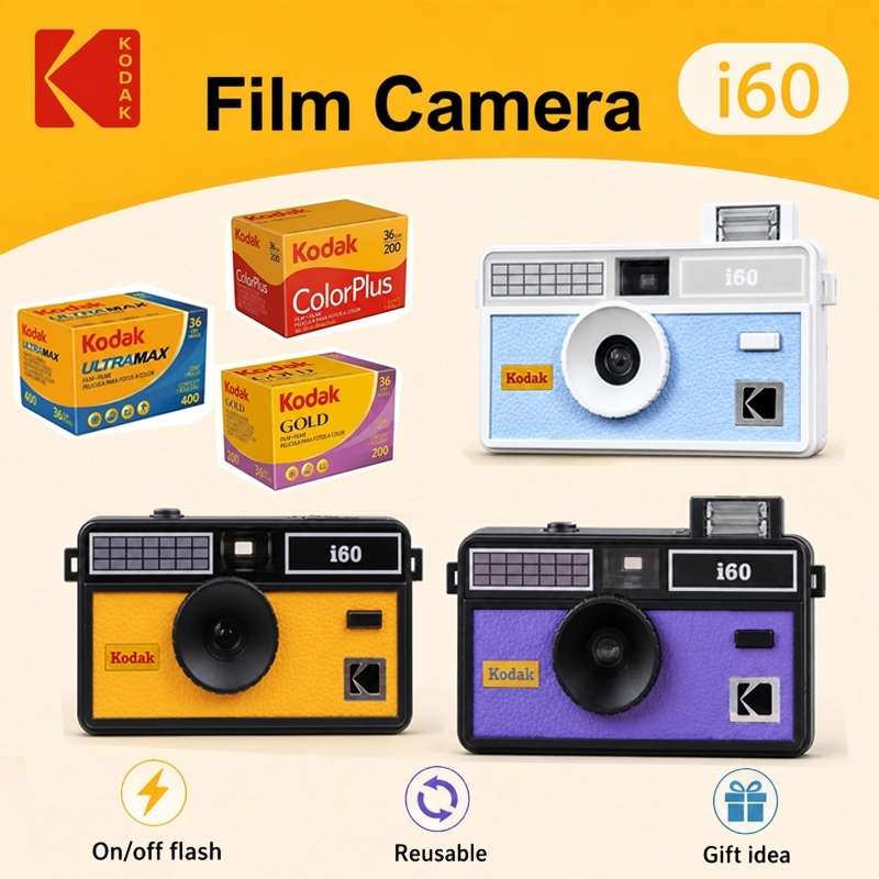 Câmera Analógica Kodak i60 Reutilizável 35mm Flash Pop-Up Point & Shoot Retrô Aesthetic