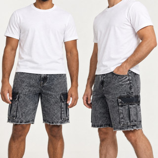 Short Jeans Cargo Masculino Premium Preto Bermuda Casual Bermuda Grafite Cargo Jeans Para Homens