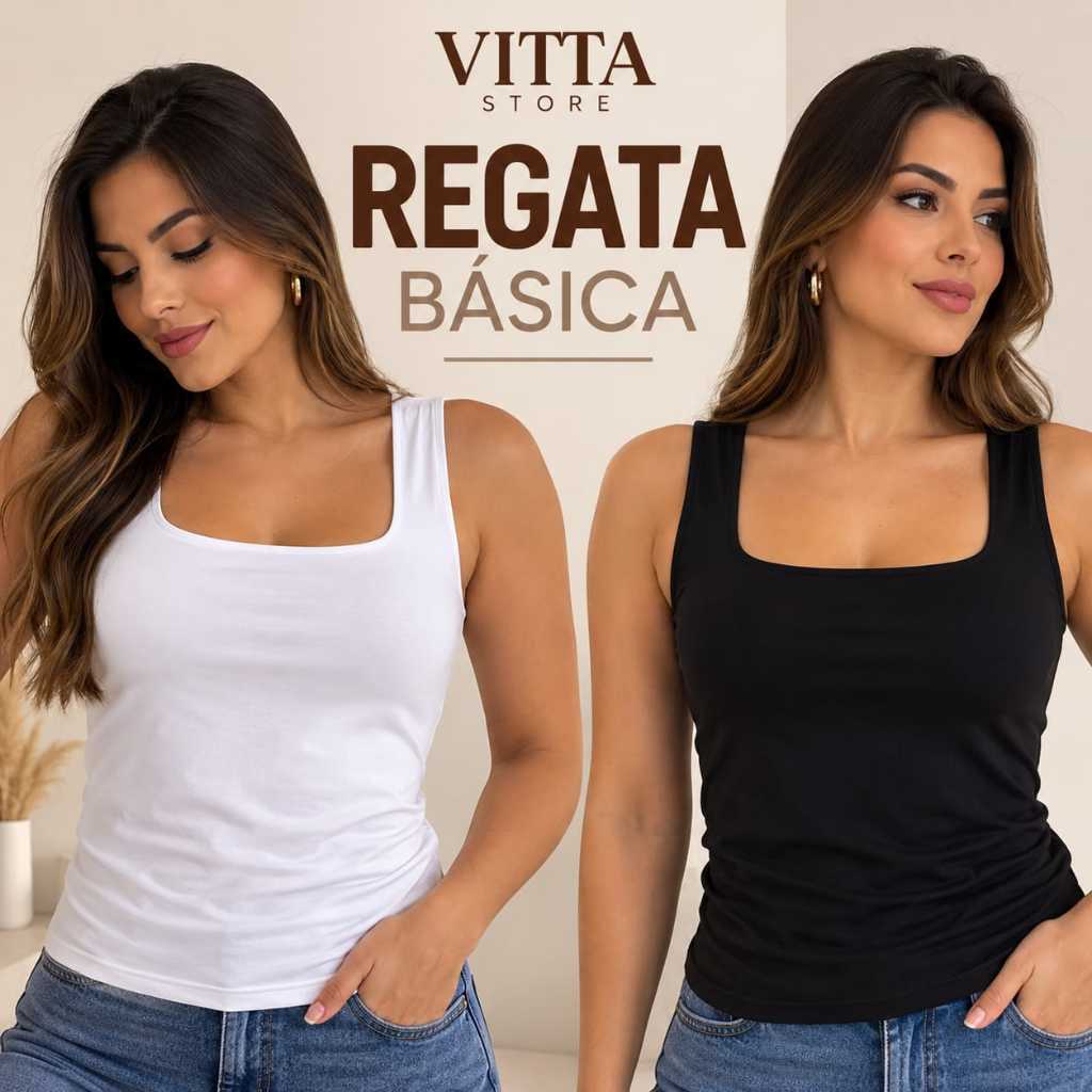 Kit 2 Regatas Feminina Básica Viscolycra Malha Fria Alça Larga Tamanho Único Branca e Preta Charme Elegância e Qualidade