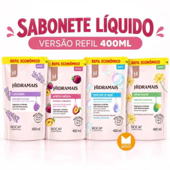 SABONETE LÍQUIDO (REFIL 400ml) | Ameixa Negra, Erva Doce, Lavanda, Perfume de Bebê - HIDRAMAIS >>