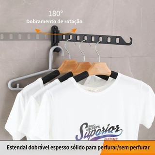 Estendal de Parede Retrátil para Apartamento, Cabide Dobrável com Gancho, Economiza Espaço